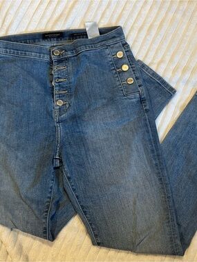 Banana Republic Medium Blue High-Rise Button-Front Jeans